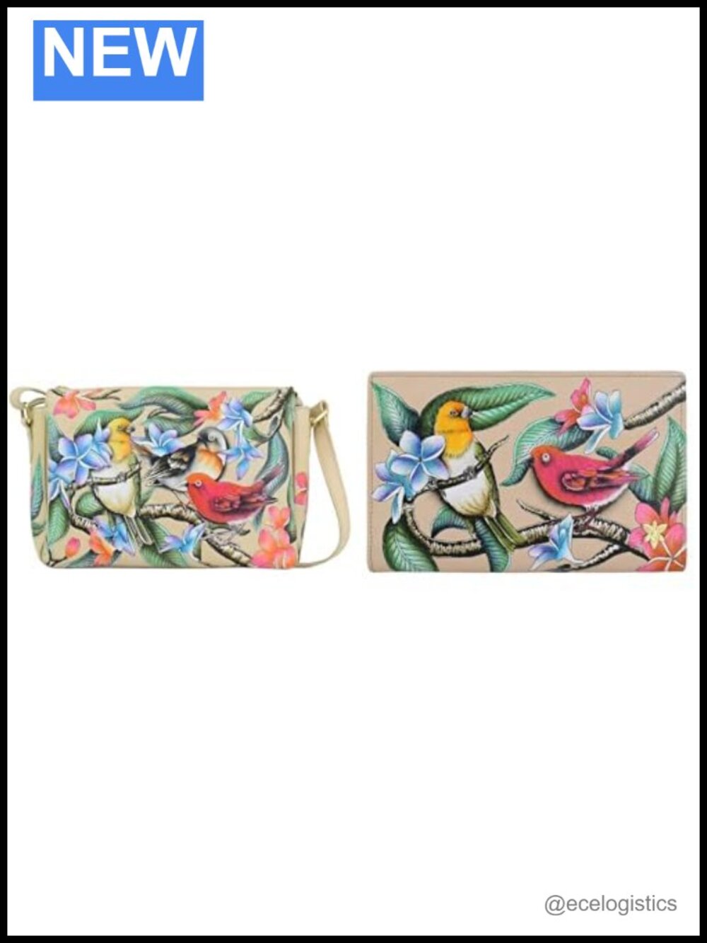 Genuine Leather Hand-Painted Crossbody Bag and Wallet Bundle
